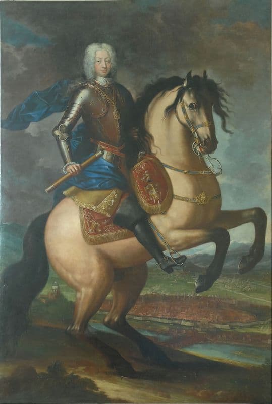 Carlo Emanuele III on horseback as a canvas print