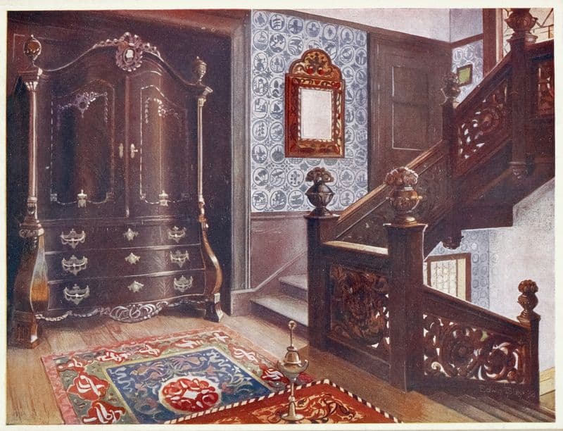 Carved walnut bombé armoire with chased mounts (1910 - 1911) as a canvas print