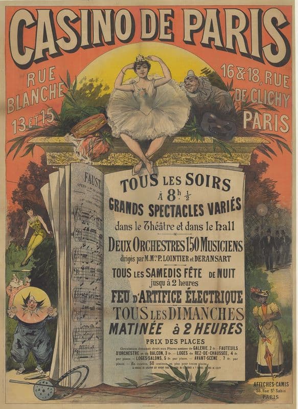 Casino de Paris. Rue blanche 13 et 15 16 &18 Rue de Clichy, Paris as a canvas print