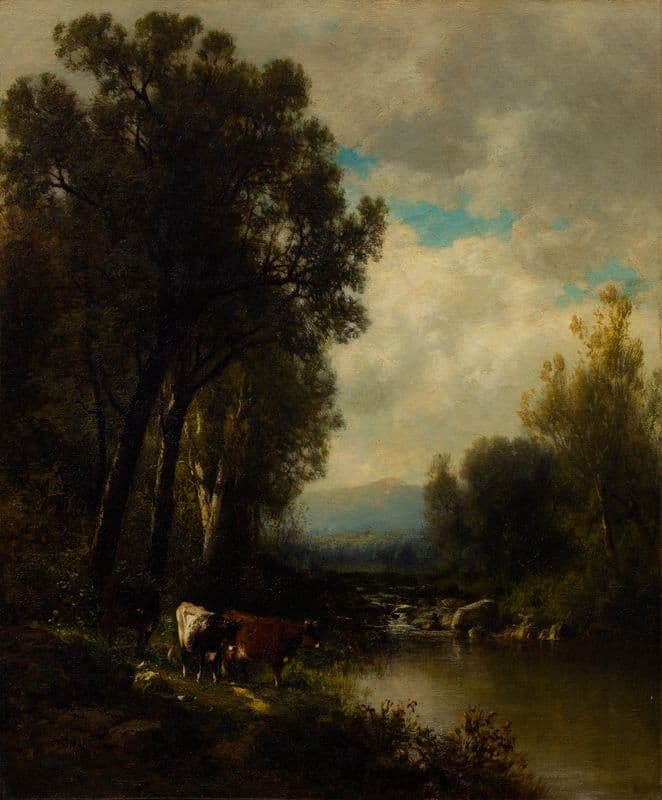 Cattle on the River as a canvas print