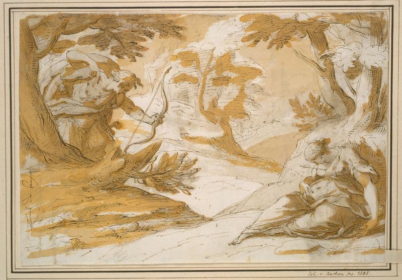Cephalus kills Procris as a canvas print