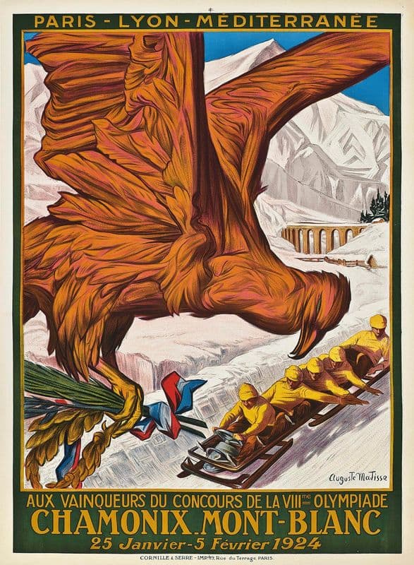 CHAMONIX MONT-BLANC, VIIIme OLYMPIADE 1924 as a canvas print