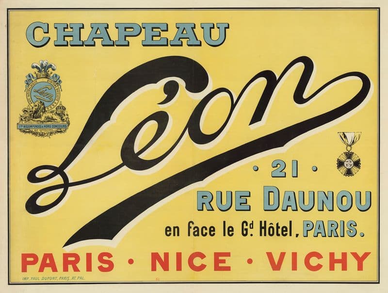 Chapeau Léon. 21 rue Daunou, en face le G(ran)d Hôtel, Paris as a canvas print