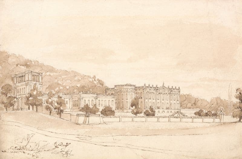 Chatsworth House, Derbyshire (between 1823 and 1830) as a canvas print