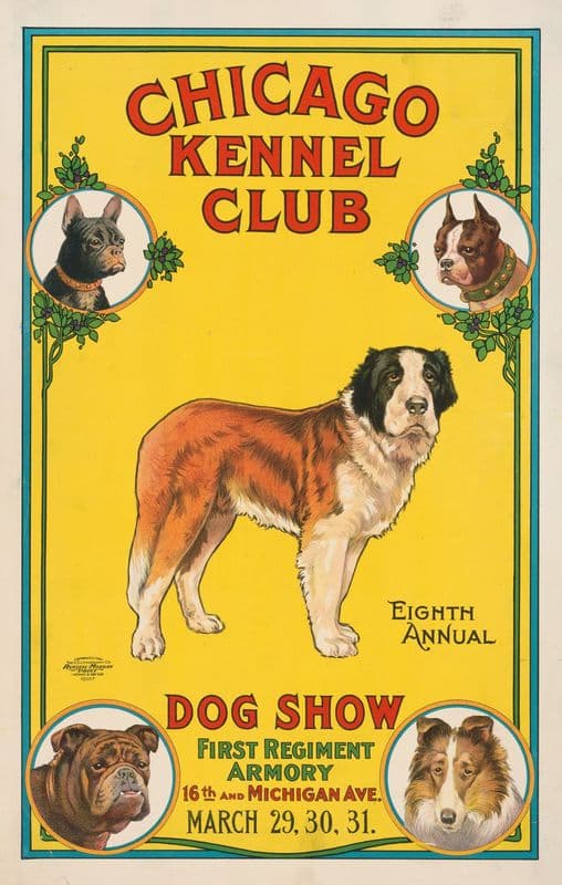 Chicago kennel club, eighth annual dog show, first regiment armory, 16th and Michigan Ave. as a canvas print