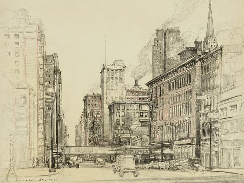 Chicago, North Dearborn Street as a canvas print