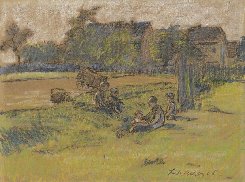 Children on a meadow as a canvas print