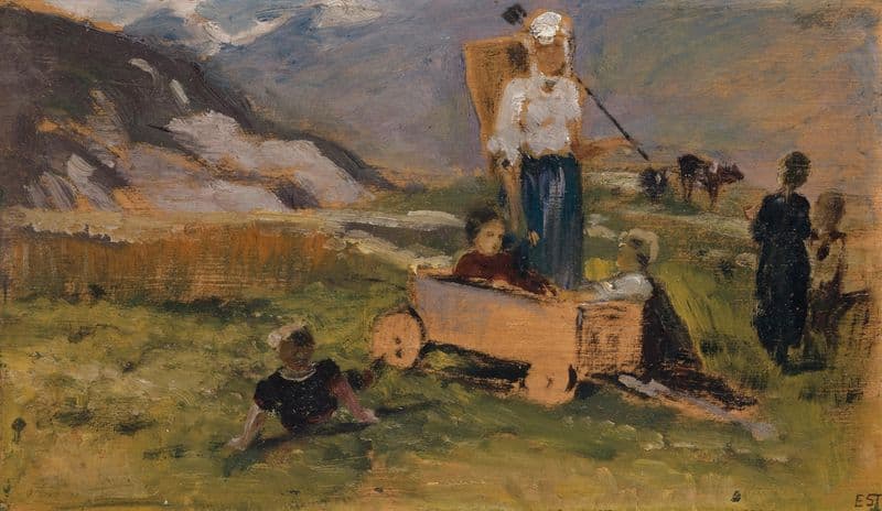 Children Playing on a Meadow as a canvas print