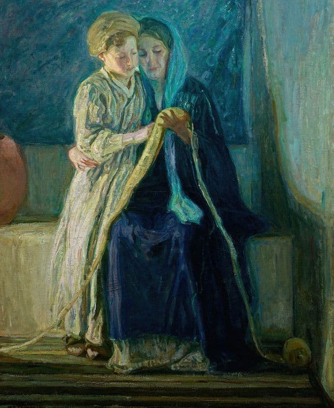 Christ and His Mother Studying the Scriptures (c. 1908) as a canvas print