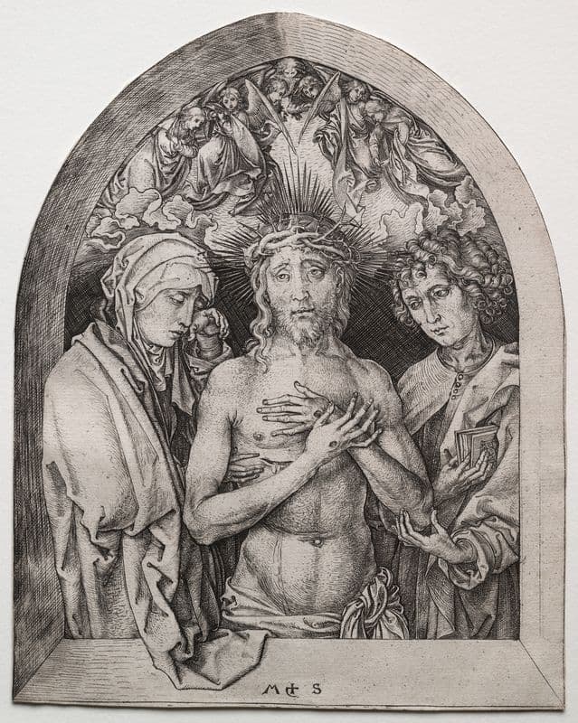 Christ as the Man of Sorrows between the Virgin and St. John (1470–75) as a canvas print
