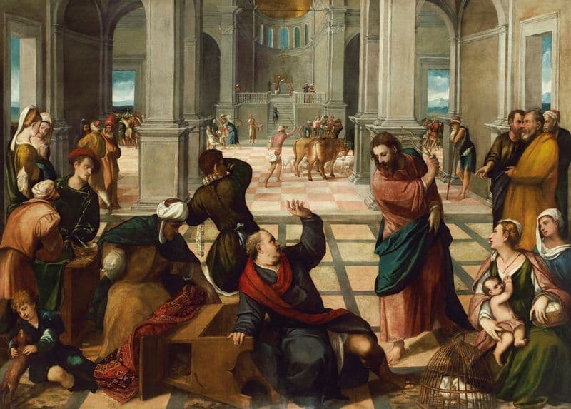 Christ driving the money changers from the Temple as a canvas print
