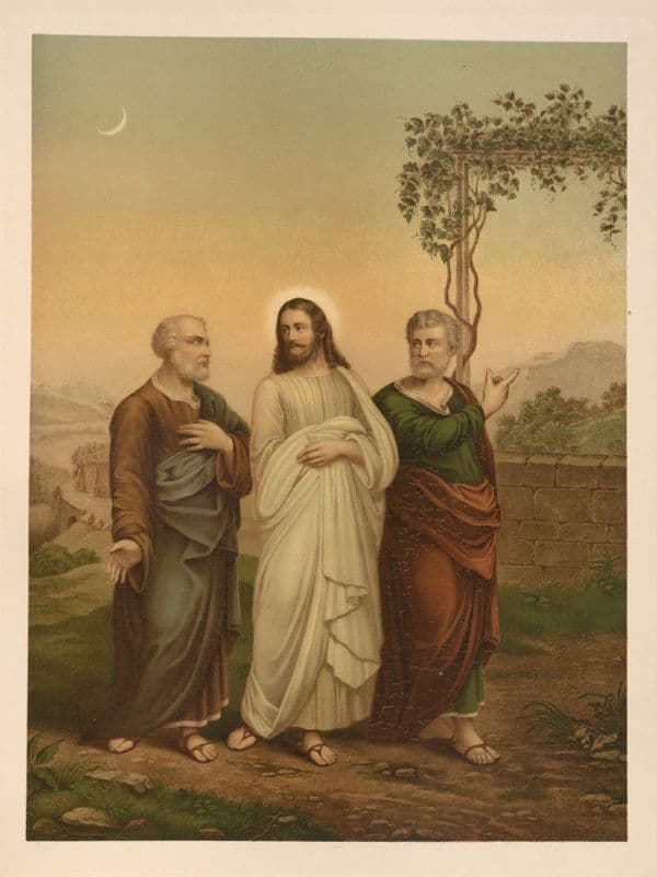 Christ walking with his disciples to Emmaus as a canvas print