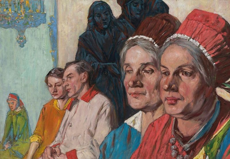 Church service in Levoča (circa 1922) as a canvas print