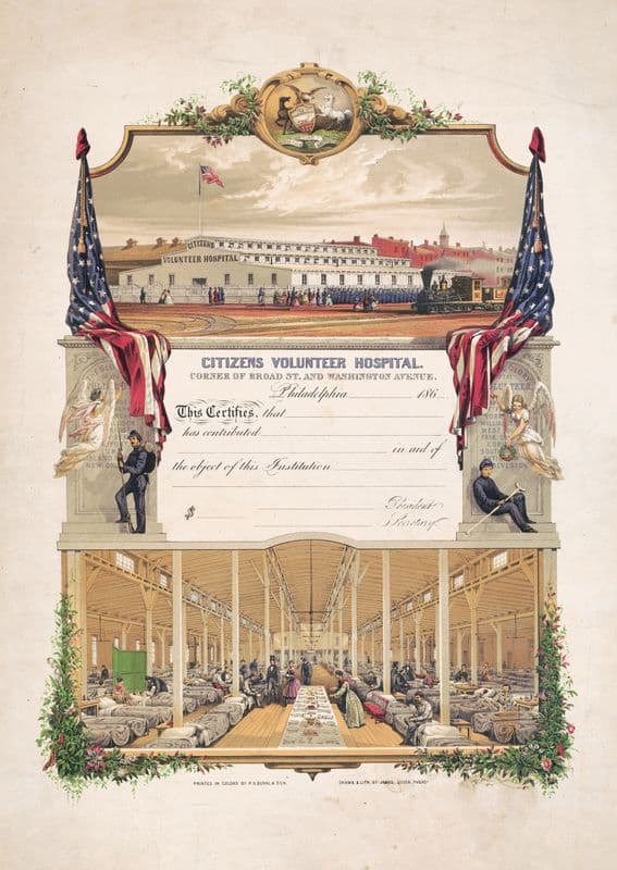 Citizens Volunteer Hospital – corner of Broad St. and Washington Ave. as a canvas print