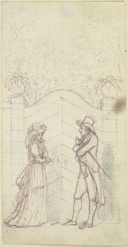 Clarissa und Lovelace vor einer verschlossenen Gartentür (ca. 1795) as a canvas print