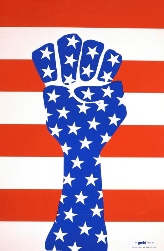 Clenched fist with stars and stripes as a canvas print