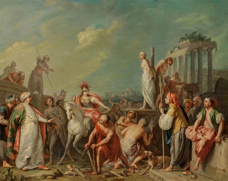 Clorinda Rescuing Olindo and Sophronia (circa 1740) as a canvas print