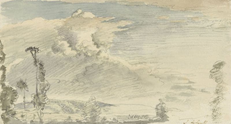 Cloudy sky over a hilly landscape (1812 - 1882) as a canvas print