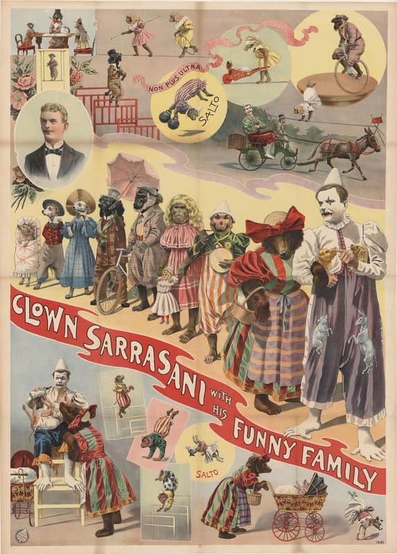 Clown Sarrasani with his funny family as a canvas print