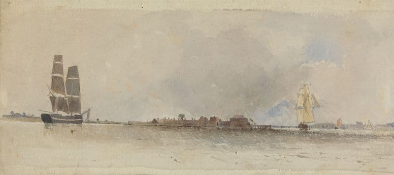 Coastal Scene with Shipping as a canvas print