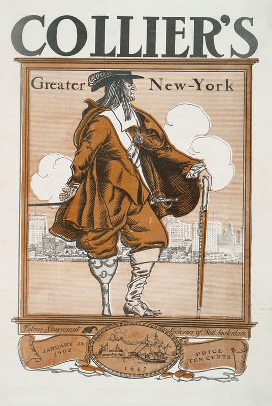 Collier’s Greater New York, Petrus Stuyvesant, Governor of New Amsterdam, 1647 as a canvas print