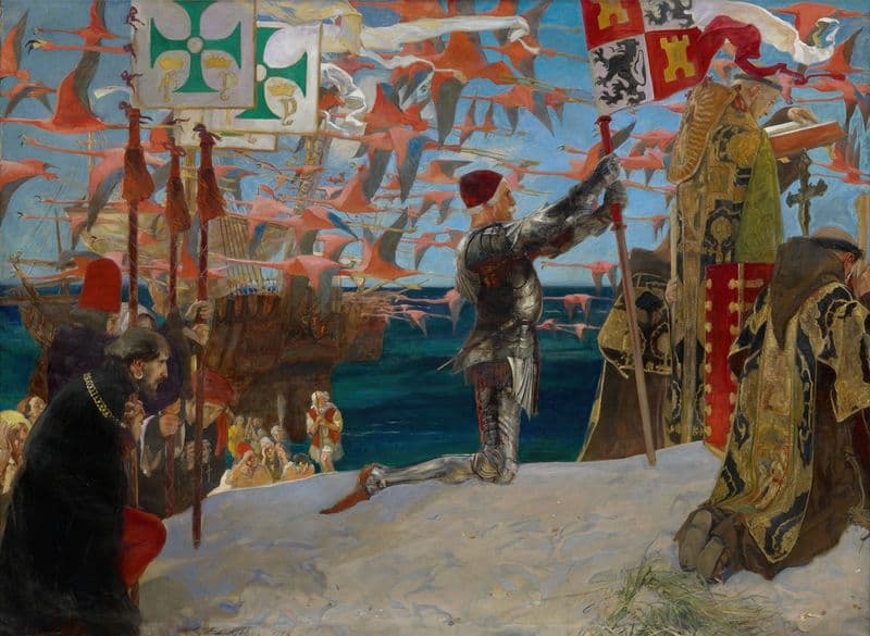 Columbus in the New World as a canvas print