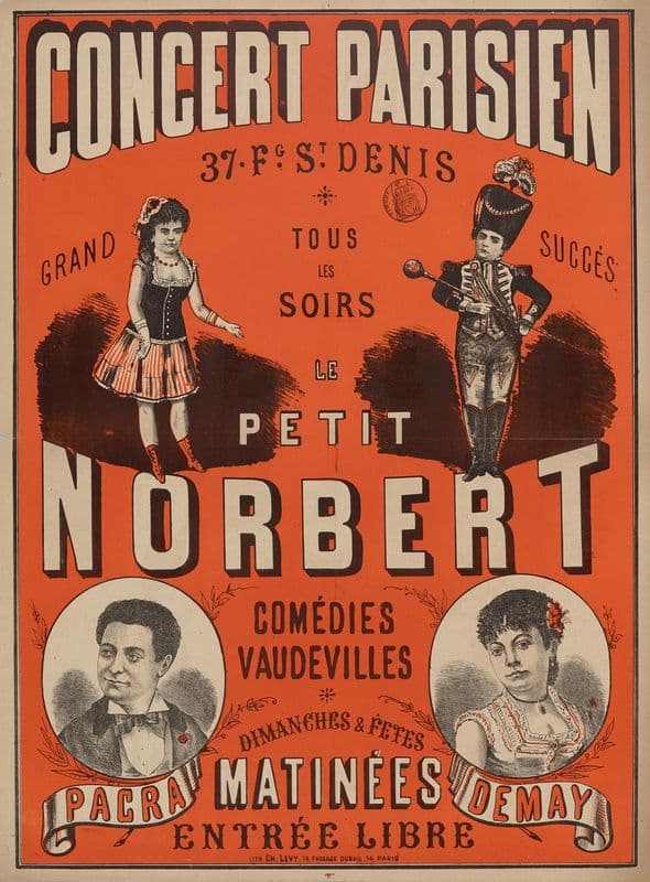 Concert Parisien 37. Fg. St. Denis Grand Succes Tous Les Soirs Le Petit Norbert (1878-1879) as a canvas print