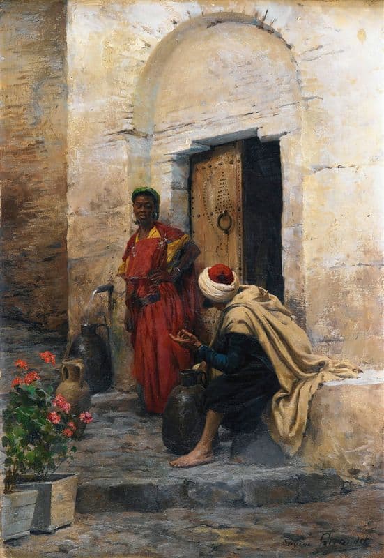 Conversation A La Fontaine as a canvas print