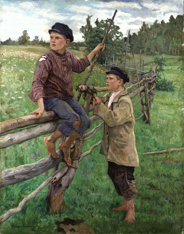 Country boys as a canvas print