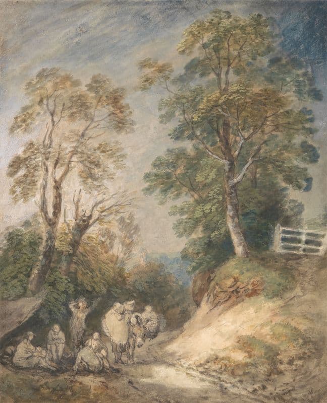Country Lane with Gypsies Resting (between 1760 and 1765) as a canvas print