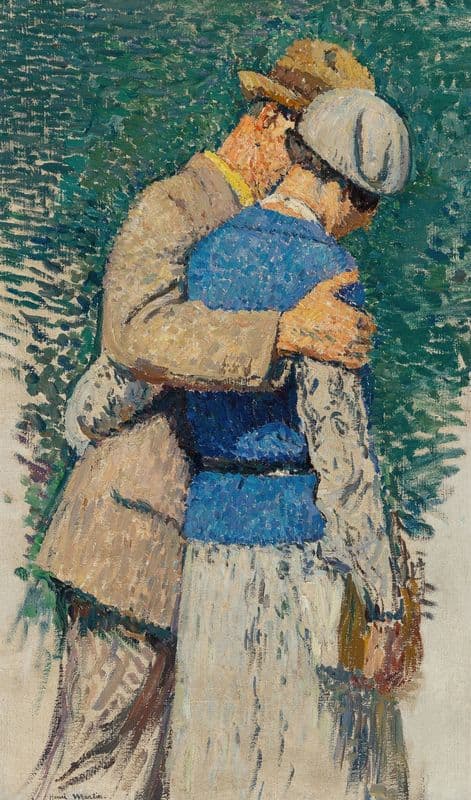 Couple se promenant (study for ‘Le Jardin du Luxembourg’ grand decoration, Mairie du 5ème arrondissement, Paris) (circa 1935) as a canvas print