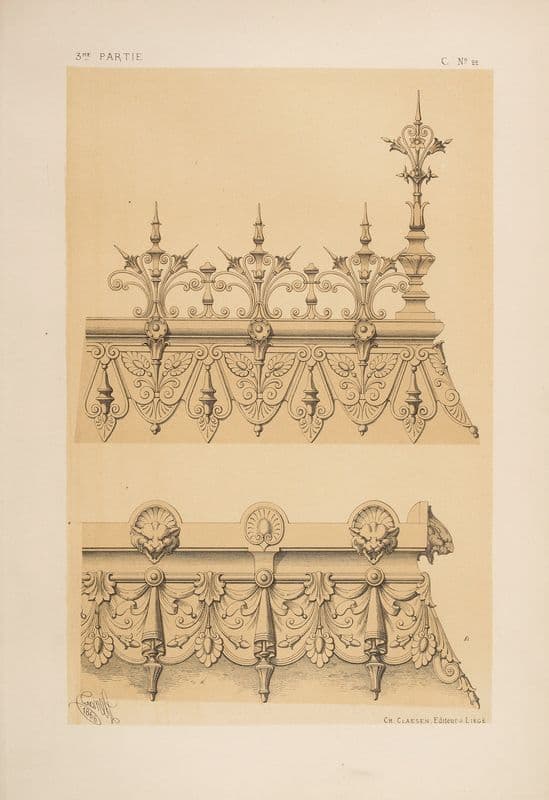 Couronnement de comble, plomb ou zinc, et crètage en fonte as a canvas print