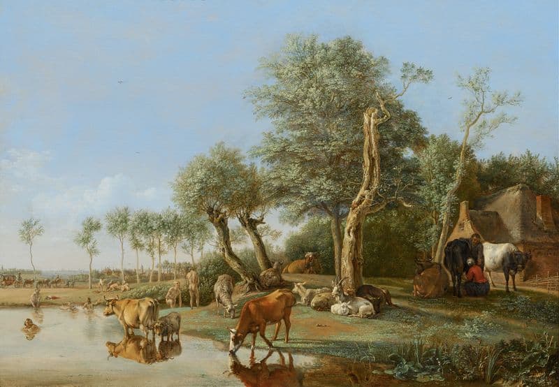 Cows Reflected in the Water as a canvas print