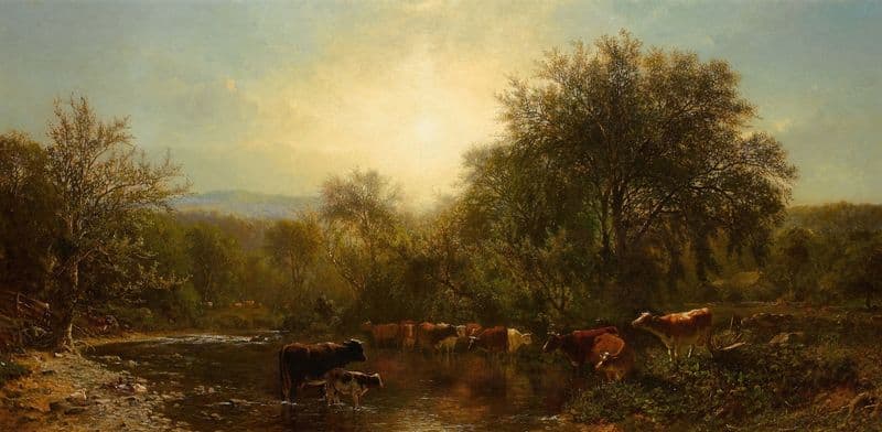 Cows Watering as a canvas print