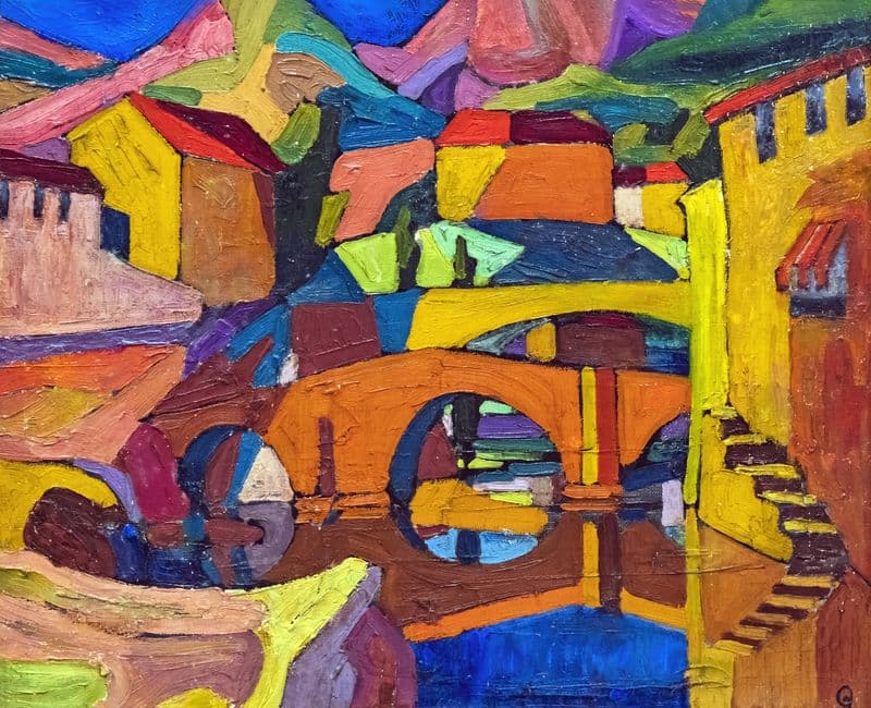 Cubist village as a canvas print