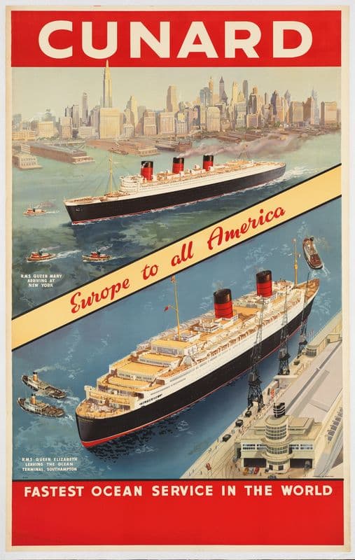 Cunard. Fastest ocean service in the world as a canvas print