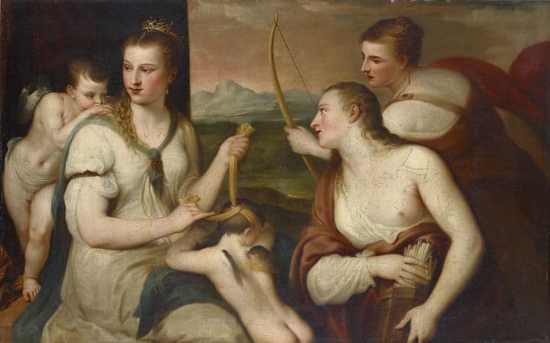 Cupid Blindfolded by Venus as a canvas print