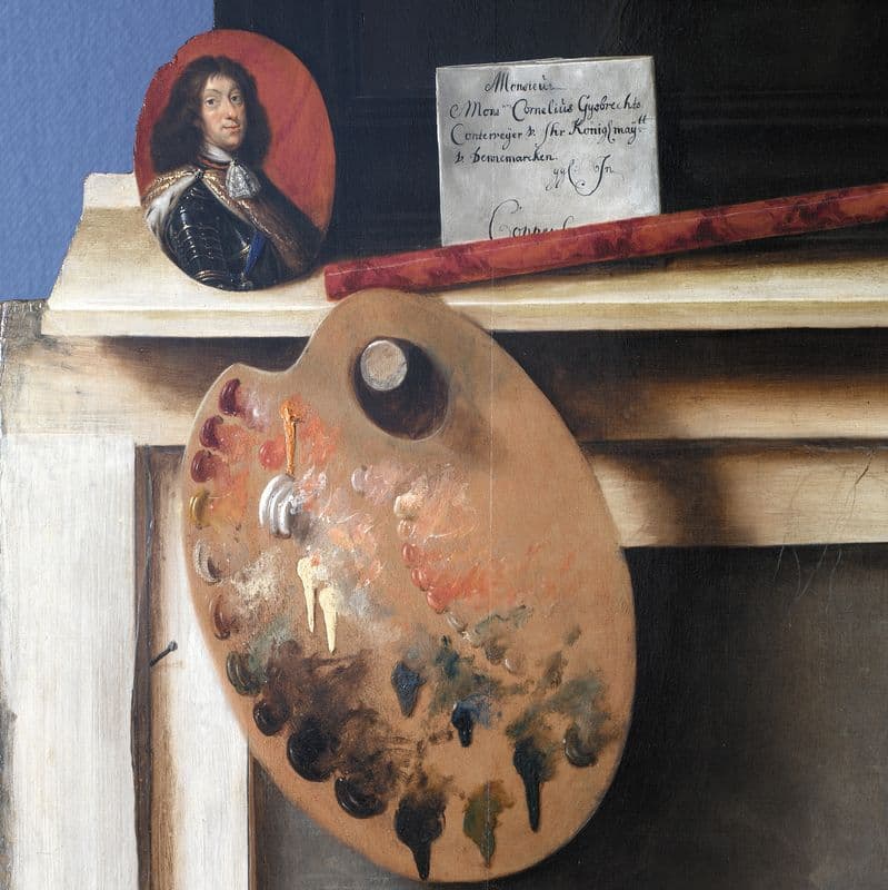 Cut-Out Trompe L’oeil Easel With Fruit Piece (1670 – 1672) as a canvas print