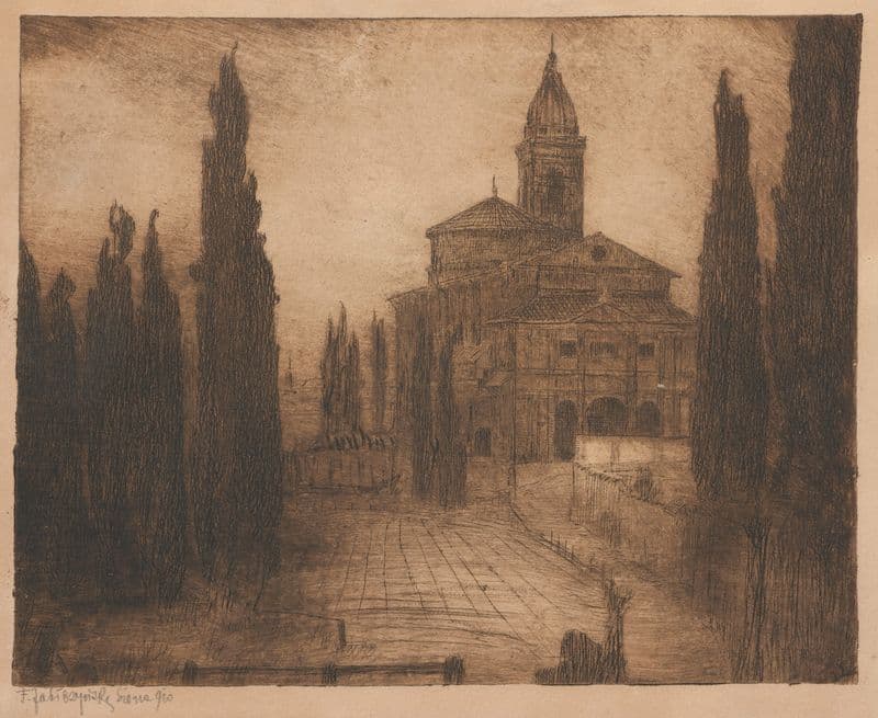 Cypresses near Siena as a canvas print