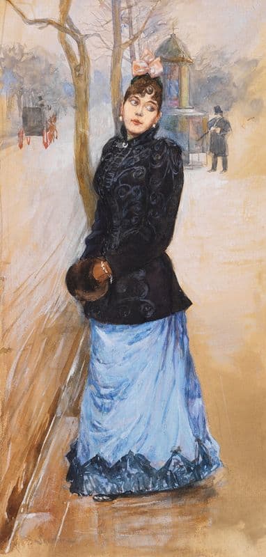 Dame mit Muff (ca 1886) as a canvas print