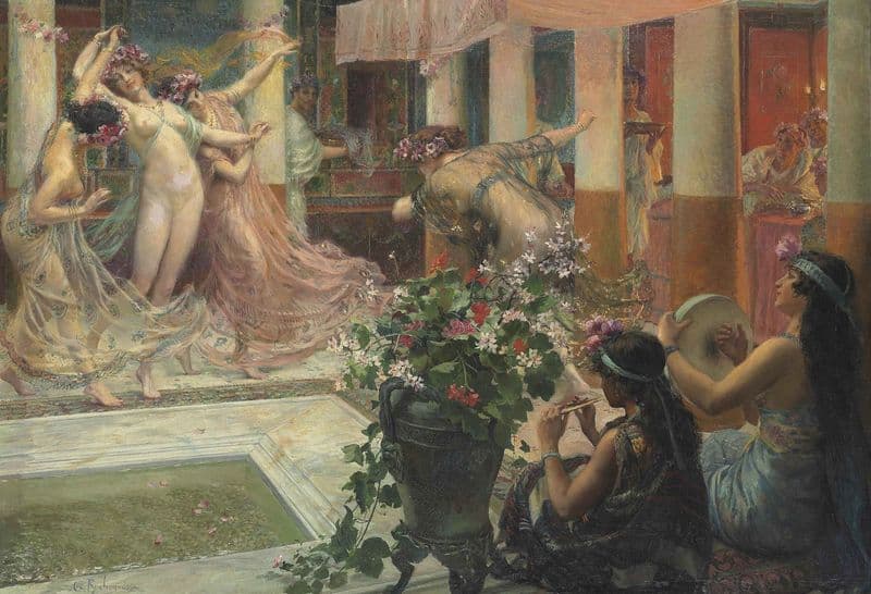 Dancers and musicians in the atrium as a canvas print