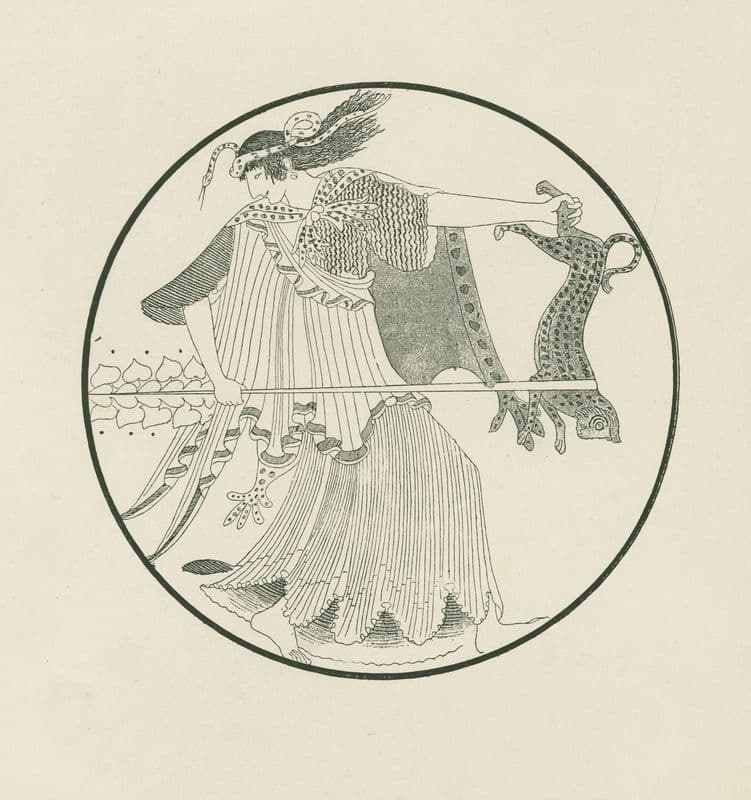Dancing Maenad holding a panther and thyrsus as a canvas print