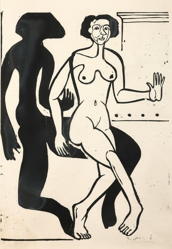 Danseuse nue avec ombre as a canvas print