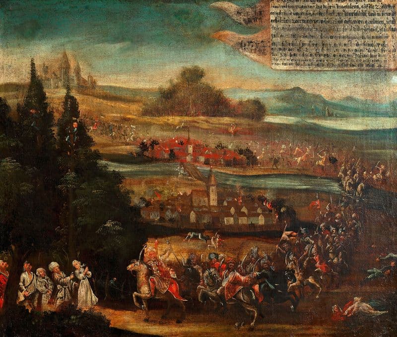 Darstellung aus dem Türkenkrieg (Bauernmalerei) as a canvas print
