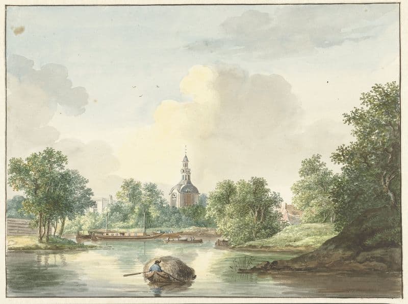 De Hogerwoerdse Poort te Leiden vanaf de Singel gezien (1786 - 1839) as a canvas print