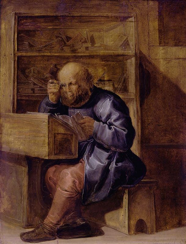De proeflezer Cornelis Kiel aan het werk (1600-1651) as a canvas print
