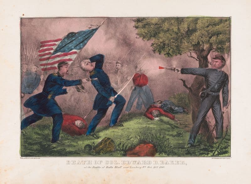 Death of Col Edward D. Baker; At the Battle of Balls Bluff near Leesburg Va. Oct. 21st 1861 as a canvas print