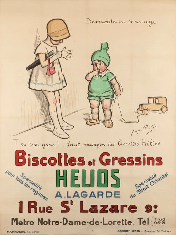 Demande en mariage T’es trop gras.faut manger des biscottes Hélios Biscottes et Gressins HELIOS A. LAGARDE as a canvas print