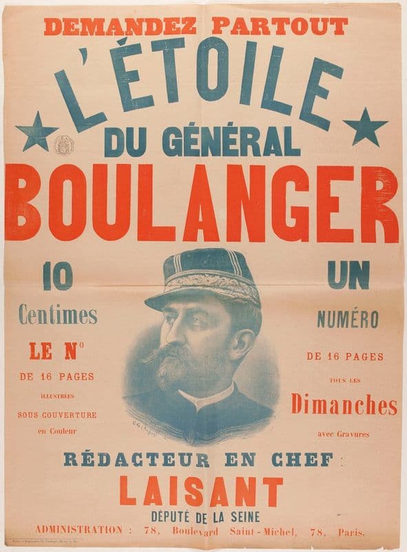 Demandez Partout L’etoile Du General Boulanger 10 Centimes Le N° De 16 Pages Illustrees Sous Couverture En Cou (1888-1889) as a canvas print