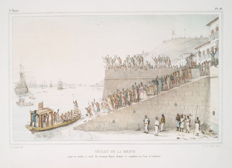Départ de la reine pour se rendre à bord du vaisseau Royal destiné à conduire au Court à Lisbonne. (1834 - 1839) as a canvas print